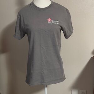 Simply Southern Gray Short Sleeve Tee with Pink Logo